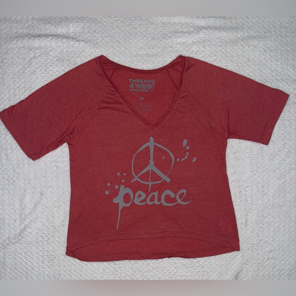 Threads 4 Thought Red Peace V-Neck Tee